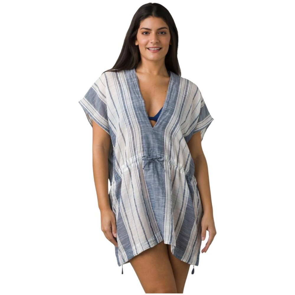 prAna Organic Cotton Striped Tunic Swim Cover-Up – Blue & White – Size S